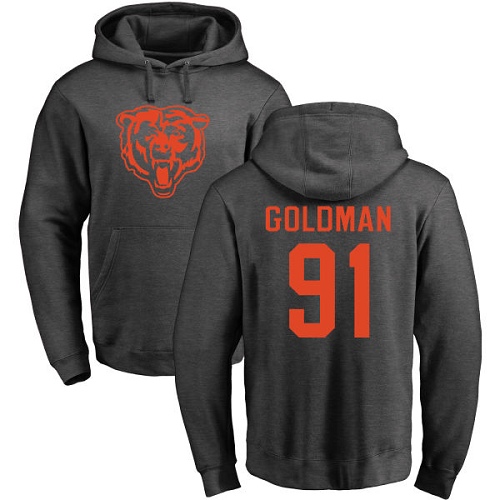 Chicago Bears Men Ash Eddie Goldman One Color NFL Football #91 Pullover Hoodie Sweatshirts->chicago bears->NFL Jersey